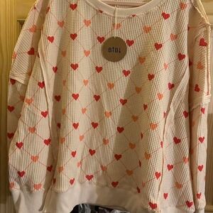 New BiBi Cream and Pink Heart Sweater